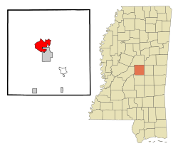 Leake County Mississippi Incorporated and Unincorporated areas Redwater Highlighted